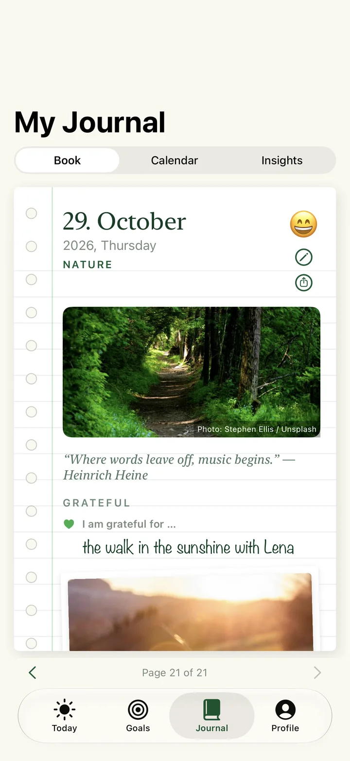 Journal – Leaf through your pages like a real book.